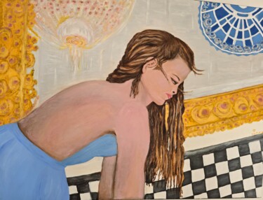 Peinture intitulée "Portrait" par Chrysanthou, Œuvre d'art originale, Huile Monté sur Châssis en bois