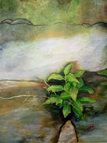 Against All Odds....oil on canvas Peinture intitulée "Against All Odds...…" par Smita Srivastav, Œuvre d'art originale, Huile Monté sur Panneau de bois