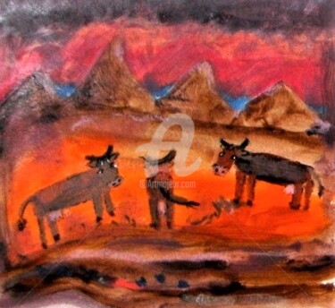 Malerei mit dem Titel "vaches" von Silvia Messerli, Original-Kunstwerk, Acryl