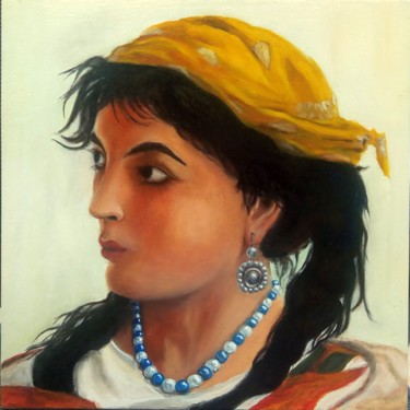 Bohémienne au regard farouche Peinture intitulée "Bohémienne au regar…" par Arnaud Montenon, Œuvre d'art originale, Huile