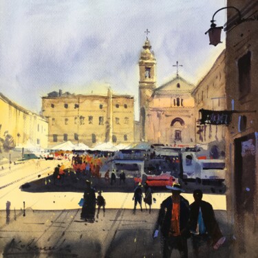 Market square of the Italian city of Jesi Painting titled "Market square of th…" by Andrii Kovalyk, Original Artwork, Watercolor