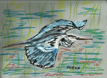 Dibujo titulada "Dessin PUECH / l'en…" por Mireille Puech, Obra de arte original, Tinta Montado en Panel de madera