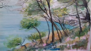 Painting titled "Bord de Méditerannée" by Frederic Jandolo, Original Artwork, Watercolor