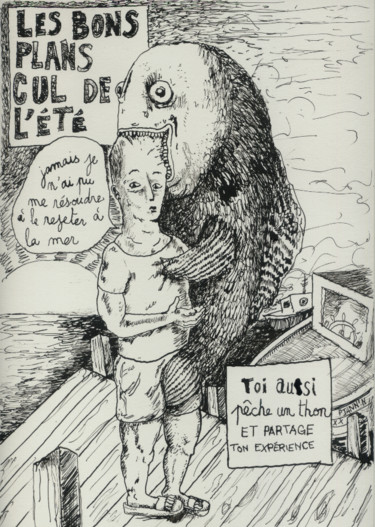 Dessin intitulée "Les bons plans cul…" par Patrick Jannin, Œuvre d'art originale, Encre
