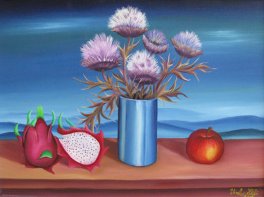 Painting titled "Still life 3" by Vinko Hlebs, Original Artwork, Oil Mounted on Wood Stretcher frame