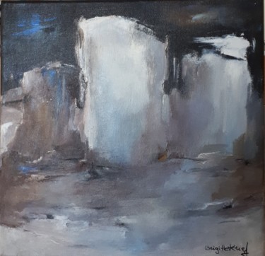 CREPUSCULE 1 paysage urbain en gris 30 x30 cm