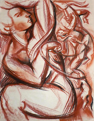 Σχέδιο με τίτλο "Artemis and Actaeon" από Andrey Tsers, Αυθεντικά έργα τέχνης, Παστέλ