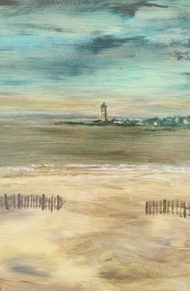 Phare de Saint georges de Didonne en juin Peinture intitulée "Phare de Saint geor…" par Elisabeth Fabre Derulliere, Œuvre d'art originale, Acrylique