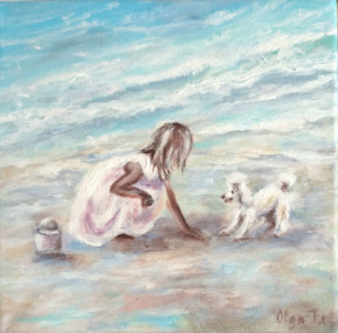 Painting titled ""Judy and Archie" l…" by Olga Tsyhypko, Original Artwork, Acrylic Mounted on Wood Stretcher frame