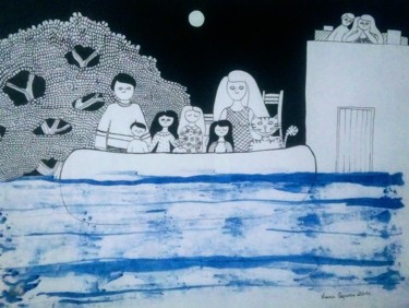 图画 标题为“La Inundación 2” 由Laura Capurro, 原创艺术品, 墨