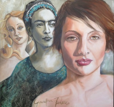 Schilderij getiteld "ICONE NEL TEMPO" door Giuseppina Federico, Origineel Kunstwerk, Olie Gemonteerd op Frame voor houten br…