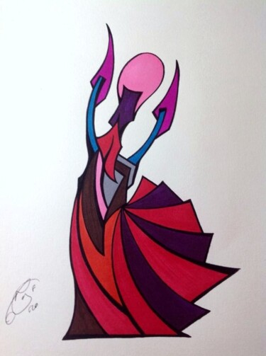 Dessin intitulée "Danse" par Moreau Franck Didier, Œuvre d'art originale, Stylo gel