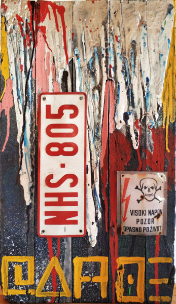 Collages intitulée "VISOKI NAPON" par Fake Art, Œuvre d'art originale, Émail
