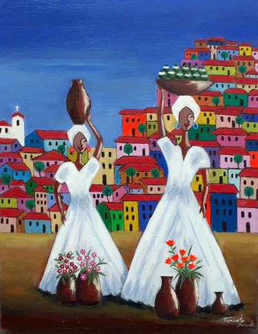 제목이 "Baianas com vasos e…"인 미술작품 Ernesto Duarte로, 원작, 기름