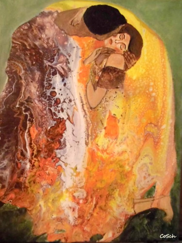Peinture intitulée "The kiss - Tribute…" par Corina Schröder, Œuvre d'art originale, Acrylique