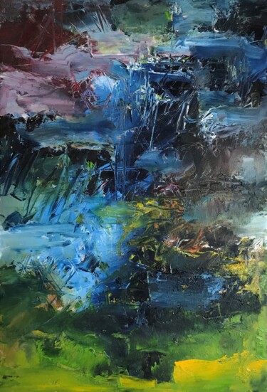 Malerei mit dem Titel "Vulkanlandschaft" von Andreas Skiba, Original-Kunstwerk, Öl