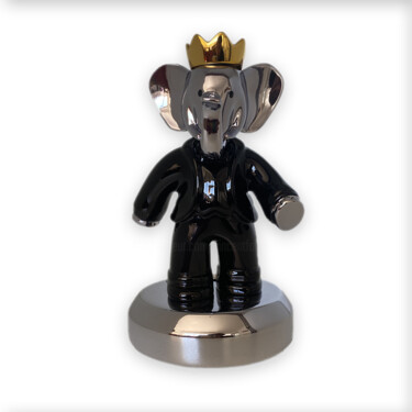 Sculpture Babolex 14 cm Noir chrome Rzeźba zatytułowany „Sculpture Babolex 1…” autorstwa Vincent Faudemer, Oryginalna praca, Żywica