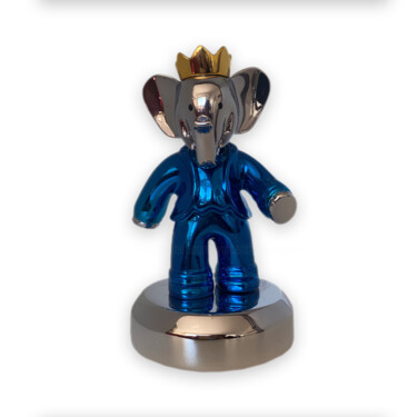 Sculpture Babolex 14 cm Bleu chrome Rzeźba zatytułowany „Sculpture Babolex 1…” autorstwa Vincent Faudemer, Oryginalna praca, Żywica