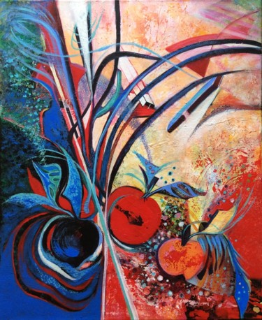 Peinture intitulée "Ma Pomme" par Michèle Padoy, Œuvre d'art originale, Acrylique