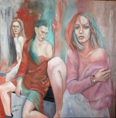 Painting titled "LA LOGICA DELL'INEF…" by Giuseppina Federico, Original Artwork, Oil Mounted on Wood Stretcher frame