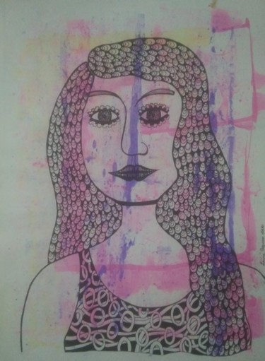 Dessin intitulée "Magalí" par Laura Capurro, Œuvre d'art originale, Encre