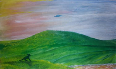 Painting titled "watching from the h…" by Ariel Velez, Original Artwork, Acrylic
