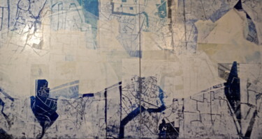 Printmaking titled "Un Petit Pan de mur…" by Evelyne Henrard, Original Artwork, Engraving Mounted on Wood Stretcher frame
