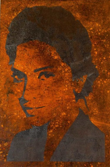 femme portrait Peinture intitulée "femme portrait" par Laurent Giancani, Œuvre d'art originale, Pochoir
