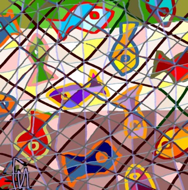 Digital Arts titled "pris dans les filets" by Franck Vidal, Original Artwork, Digital Painting