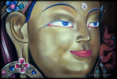Peinture intitulée "boudha #Artistsuppo…" par Christine Mergnat, Œuvre d'art originale, Pastel