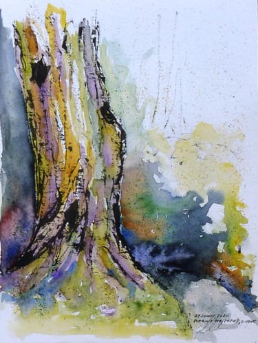 Tronc d'arbre du parc du domaine Maizeret à Québec Drawing titled "Tronc d'arbre du pa…" by René Blanchet, Original Artwork, Watercolor