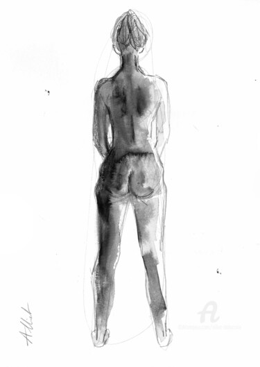 Drawing titled "ND 072" by Alliet-Delacroix, Original Artwork, Ink Mounted on Cardboard