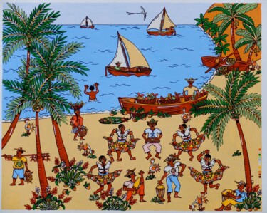 ACL521,Dansé Maloya! Peinture intitulée "ACL521,Dansé Maloya!" par Anne-Catherine Levieux (Nuances de Gouaches), Œuvre d'art originale, Gouache
