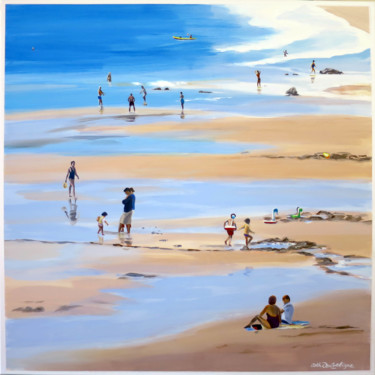 Painting titled "Espace" by Cathy Doutreligne, Original Artwork, Acrylic Mounted on Wood Stretcher frame