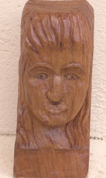 Sculptuur getiteld "jeune fille" door Martine Chatain Ottelé, Origineel Kunstwerk, Hout