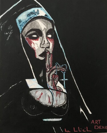 Painting titled "Le péché" by Pascale De Iudicibus, Original Artwork, Acrylic Mounted on Wood Stretcher frame