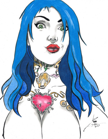 Tekening getiteld "Riae Riae" door John Creekmore, Origineel Kunstwerk, Inkt