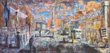 Painting titled "EU Latvia between U…" by Dags, Original Artwork, Oil