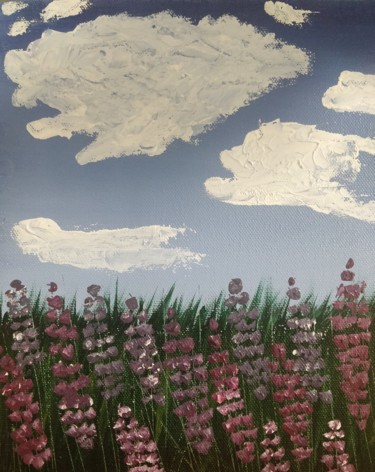 Painting titled "Lavender Flowers" by Gitika Singh, Original Artwork, Acrylic Mounted on Wood Stretcher frame