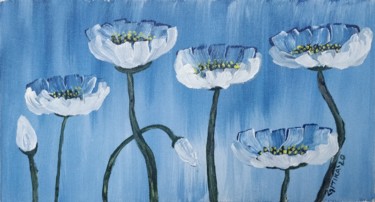 Painting titled "Poppy Flowers" by Gitika Singh, Original Artwork, Acrylic Mounted on Glass