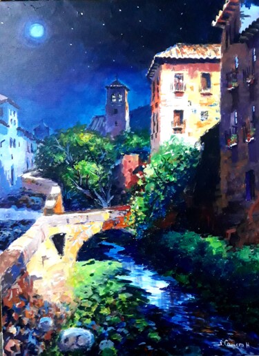 Carrera del Darro. Granada. Acrilico sobre lienzo 73 x 54 cm Peinture intitulée "Carrera del Darro.…" par Jose Camero Hernandez, Œuvre d'art originale, Acrylique