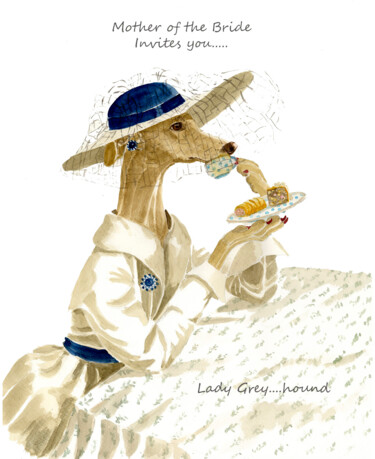 Peinture intitulée "Lady Grey Hound" par Sarah Borg, Œuvre d'art originale, Aquarelle