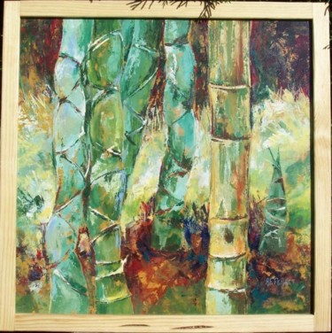 Peinture intitulée "Bambou" par Anne-Frédérique Ferret, Œuvre d'art originale, Huile