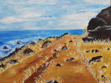 Peinture intitulée "Jardin tropical" par Christelle Carlton, Œuvre d'art originale, Gouache