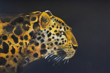 图画 标题为“"Leopard"” 由Christina Kristovsky, 原创艺术品, 丙烯 安装在木质担架架上