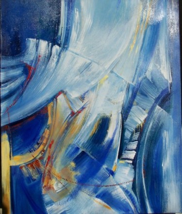 Peinture intitulée "Blanc Bleu" par Anne-Frédérique Ferret, Œuvre d'art originale, Huile