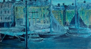 绘画 标题为“Le port mélancolique” 由Greensleeves, 原创艺术品, 圆珠笔