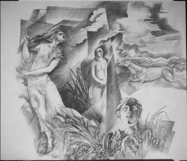 Рисунок под названием "сквозь века" - Oksana Prudnikova, Подлинное произведение искусства, Карандаш