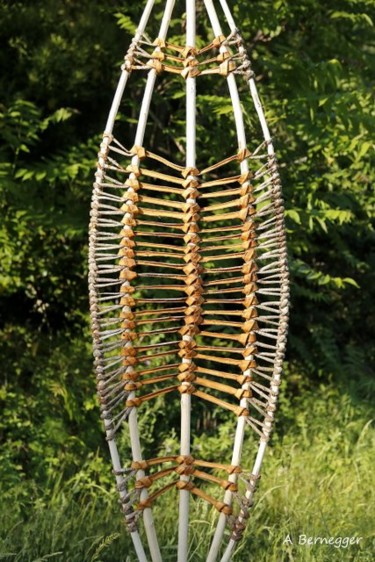 Sculpture intitulée "Bouclier du vent 2" par Alain Bernegger, Œuvre d'art originale, Bois