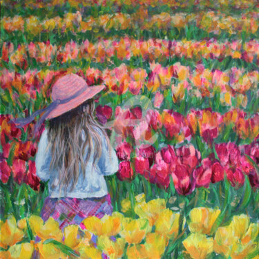 Картина под названием "AMONG TULIPS" - Svetlana Samovarova (SA.LANA), Подлинное произведение искусства, Акрил